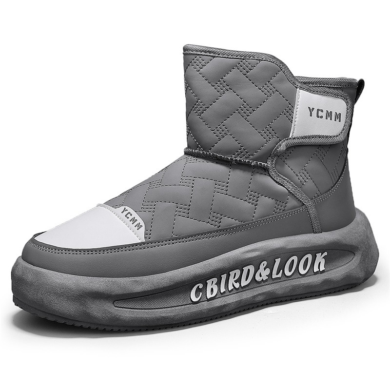 Botas de nieve, zapatos de invierno para hombres, nuevas botas de algodón para hombres con terciopelo grueso a prueba de viento, calentamiento exterior, zapatos casuales de suela alta
