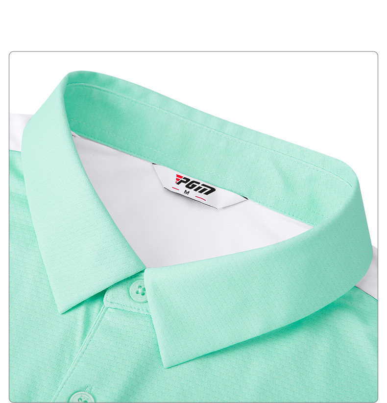 Áo polo golf nam PGM tay ngắn, phối màu tương phản, chất liệu thoáng mát — YF569-màu xanh nước biển, YF569-màu xanh lá cây chi tiết 16