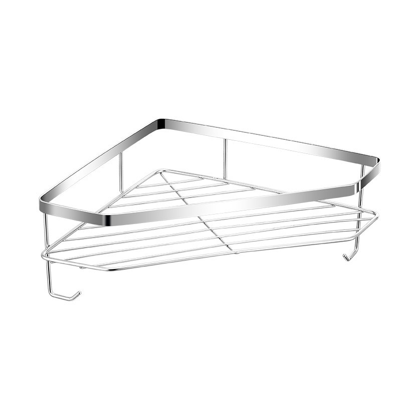 Stainless steel triangular shelf for bathroom, no-drill storage rack, wall-mounted organizer for bathroom supplies, space-saving Stainless steel triangular shelf for bathroom, no-drill storage rack, wall-mounted organizer for bathroom supplies, space-saving