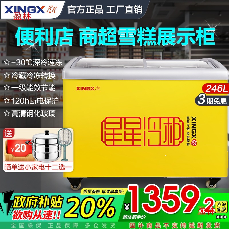 星星冷冻冰棒SY雪糕柜商用超市柜小型展示柜圆弧46冷藏2冷柜其他