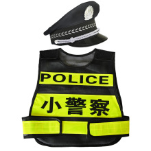 儿童角色扮演消防员反光马甲幼儿园小交警服警察演出服装男消防帽