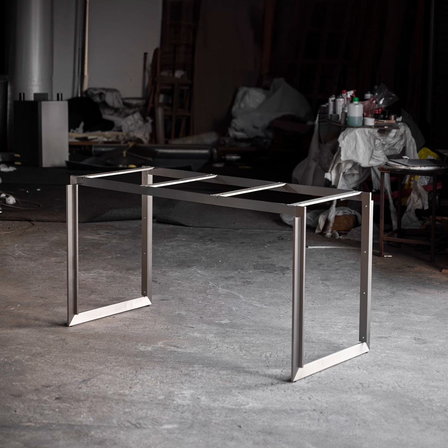 中古风PK系列不锈钢桌脚大板桌腿岩板支架/定作尺寸