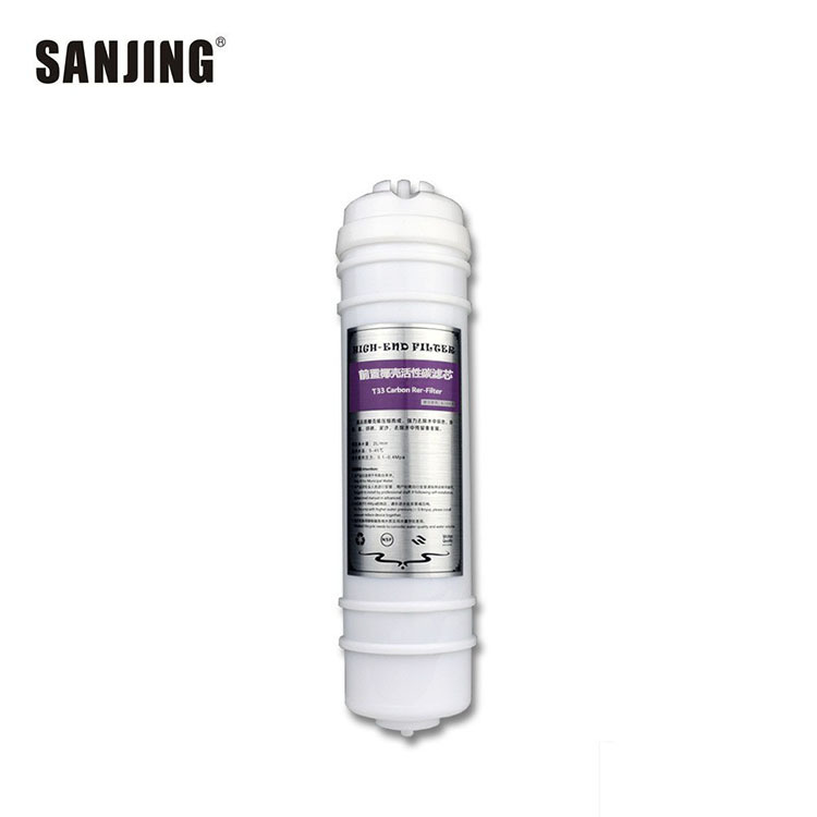 Al por mayor de estilo coreano de conexión rápida frontal elemento de filtro de carbón activado de alto valor de yodo eliminación de cloro filtro de guía de olor de cáscara de coco carbón activado