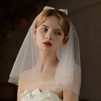 Bride's veil, wedding dress, lace hair accessory with bow, high-quality style