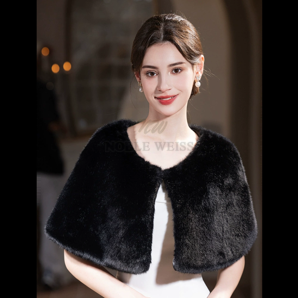 Зимняя теплая шаль из кроличьего меха, свадебное платье невесты, вечернее платье, Cheongsam, верхний плащ из искусственного меха, короткая накидка, куртка