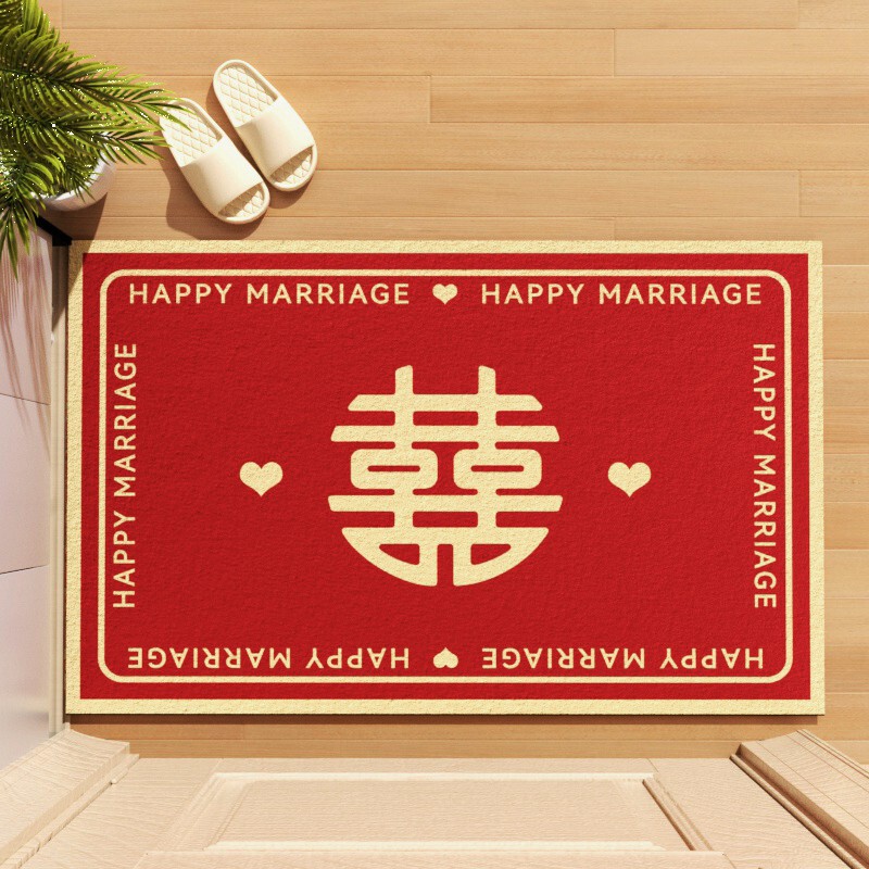 Silk ring door mat red door mat stain-resistant washable carpet door moving in and out safe festive foot mat