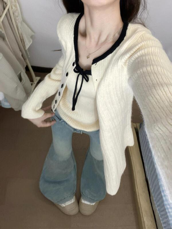韩系针织开衫配吊带女秋季新款软糯毛衣外套外搭上衣氛围感穿搭|undefined