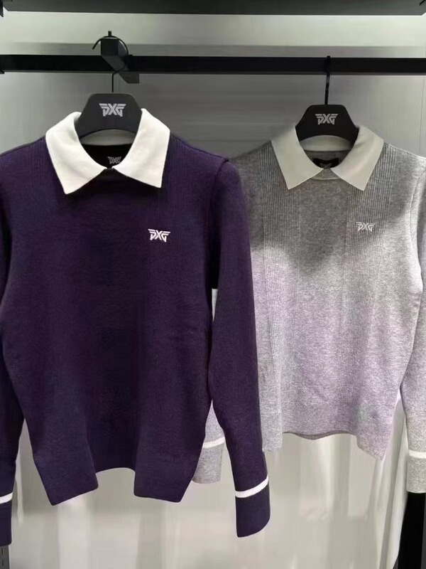 Korean Golf Autumn and Winter New Long-Sleeved Color-Blocked Knitted Sweater Shorts Slim Fit Short Shorts Versatile