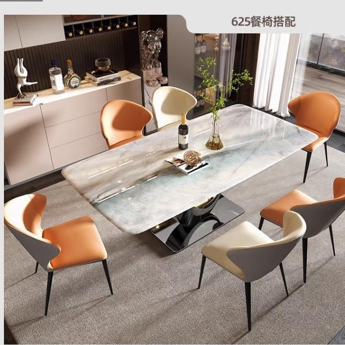 Mesa de comedor de mármol natural moderno simple y lujoso mesa de comedor rectangular de piedra ultracristalina italiana combinación