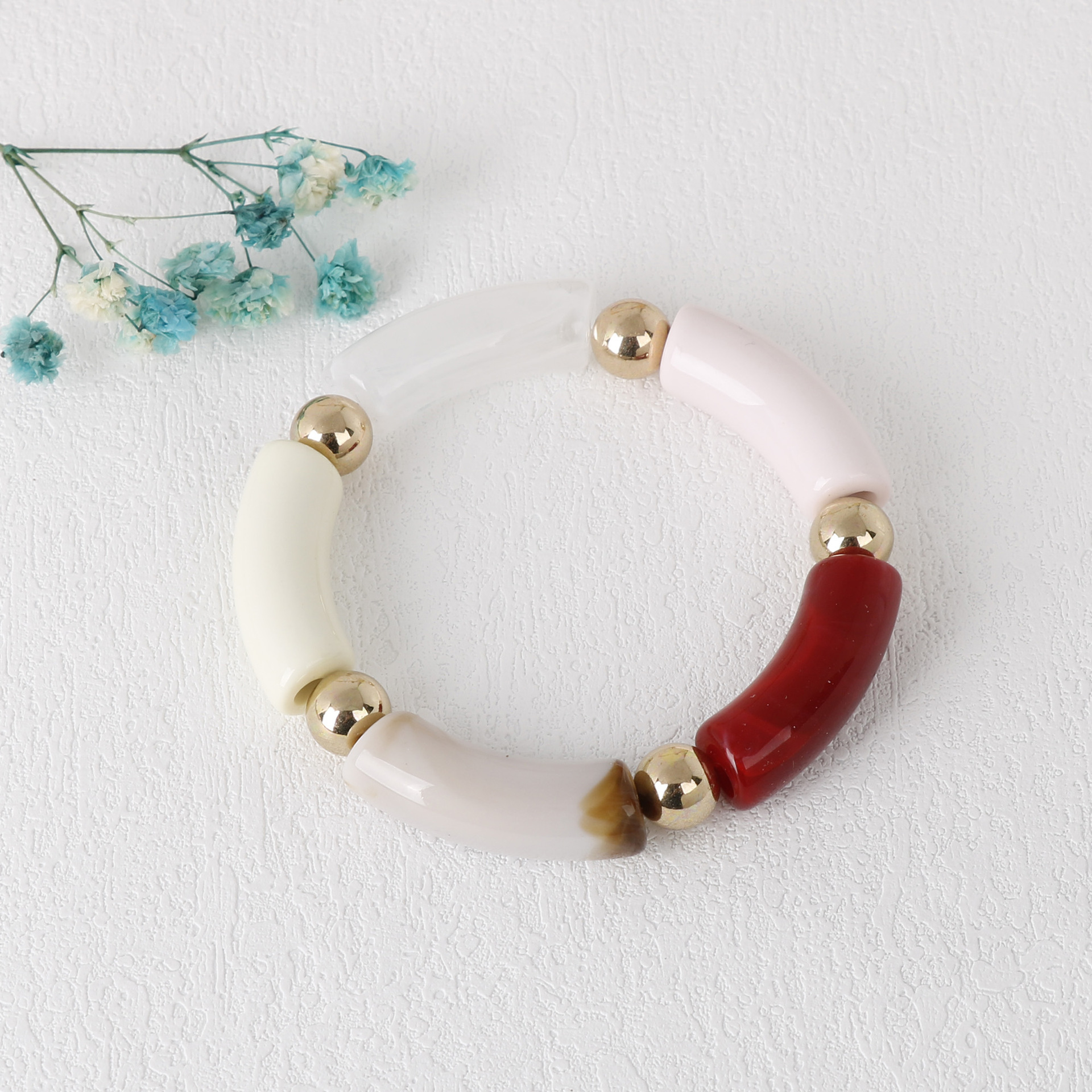 Simple Style Round Arylic Beaded Unisex Bangle 1 Piece