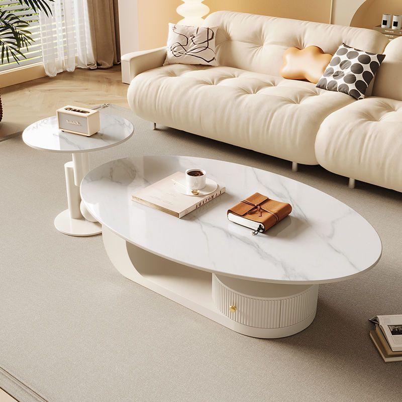 Tabla de té ovalada de roca de viento de crema, tabla de té de hierro forjado de sala de estar, nuevo tipo de té negro en línea