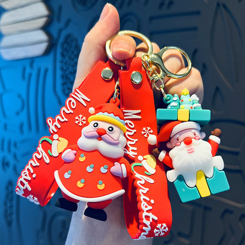 Creative cartoon cute small gift Santa Claus Christmas tree ornament Christmas car keychain accessory wholesale