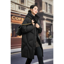 冬季羽绒服女高级感冬季新款韩版大码宽松加厚中长款黑色面包服潮