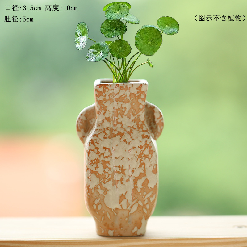 Chinese Style Personalized Chinese Decorative Ornaments Stoneware Vase Antique Wood-Fired Hydroponic Flower Vase New Antique Style Vase