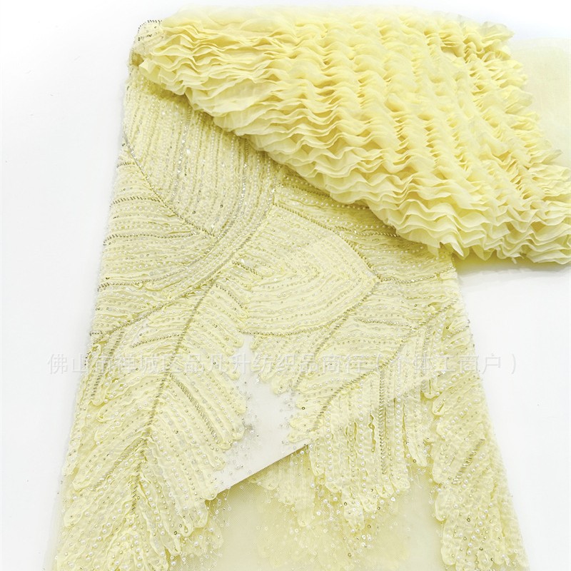 Nuevo fabricante de ondas en stock telas bordadas de alta fijación vestido de boda vestido de tela de moda image 5