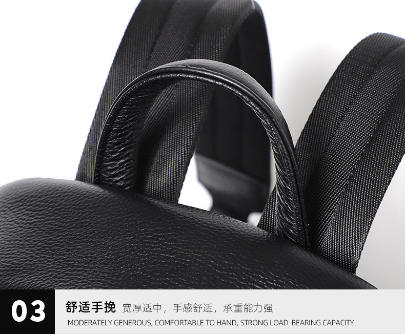 Ba lô nam da bò thật cỡ lớn 30×13×41 cm, ba lô du lịch công tác chống trộm ngăn laptop 14 inch — Màu đen chi tiết 20