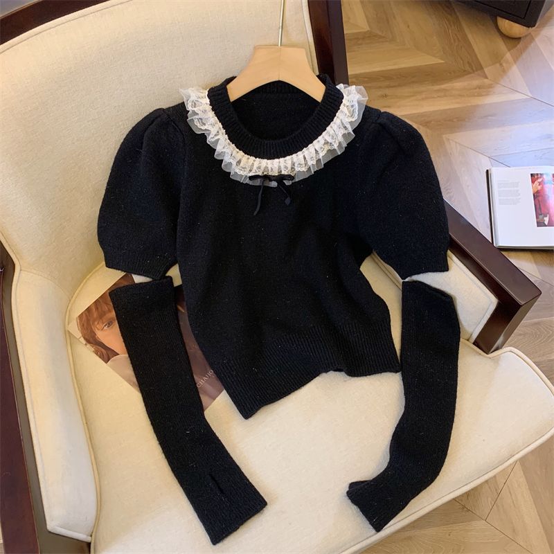 High end wool women's autumn and winter new red sweater with detachable cut sleeves, knitted base sweater, trendy top_voghion.com