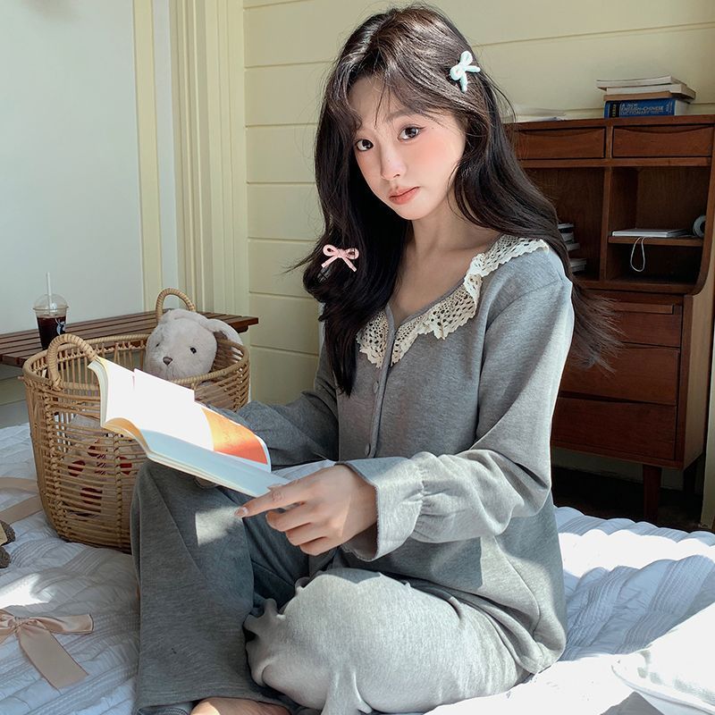 2025新款带胸垫睡衣女秋冬季羊绒蚕丝长袖保暖甜美少女家居服套装|undefined