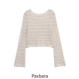 2025欧美风夏女装圆领镂空针织衫薄毛衣  1321