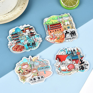Acrylic magnetic cartoon refrigerator magnets custom diy city tourist attractions Wen Chuang logo factory direct wholesale