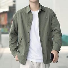 长袖衬衫男士秋季2025年新款潮流简约个性百搭运动户外翻领外套潮