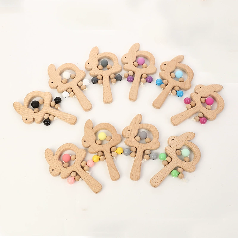 Деревянная буковая погремушка обработка животных на заказ Детские Игрушки для раннего образования украшения ремесло украшения аксессуары производители оптом
