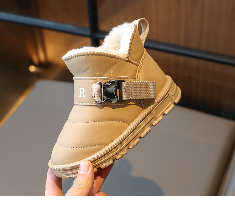 New winter cotton shoes with wool thickening boys fur one children's cotton boots waterproof_voghion.com