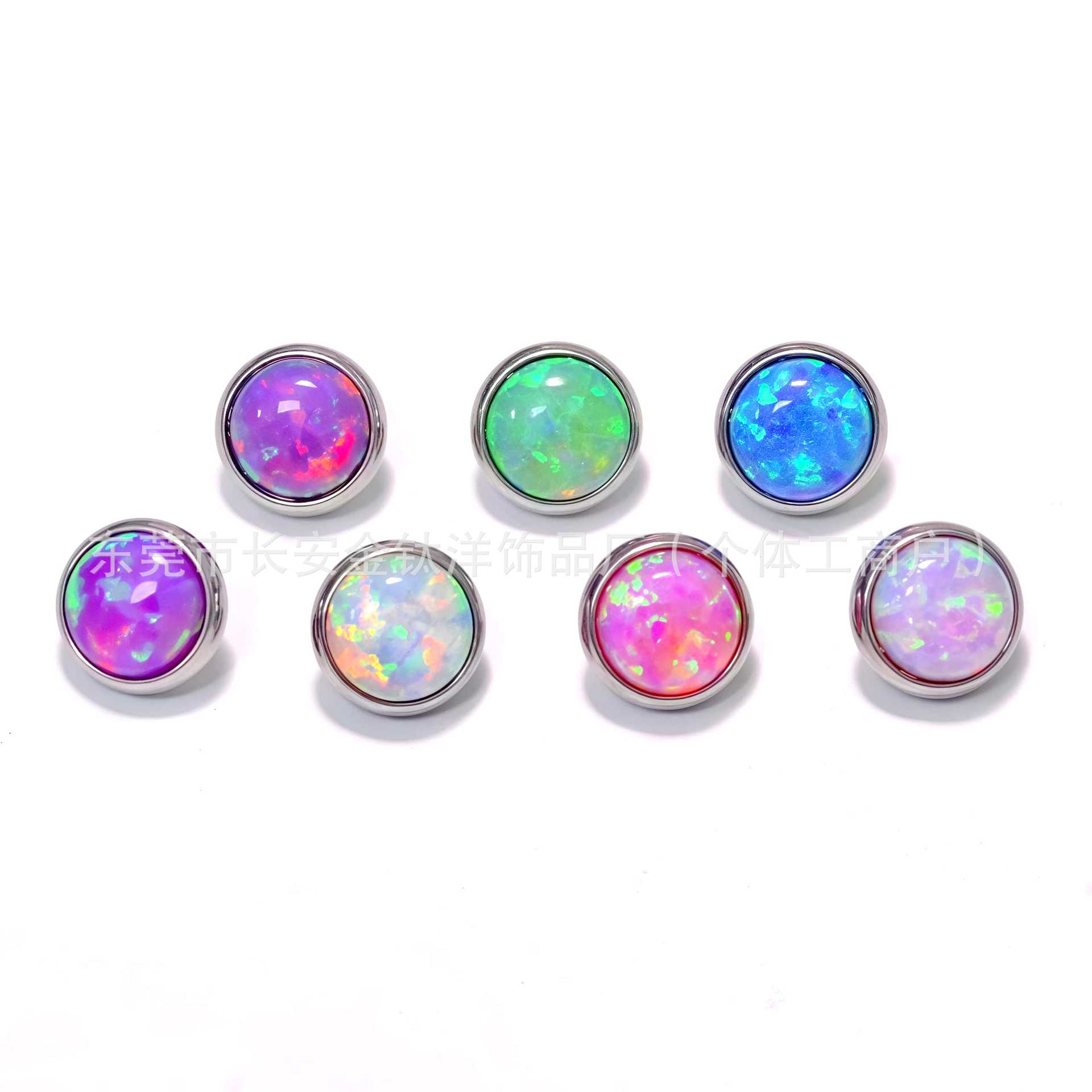 F136 Titanium Flat Back Opal Earring Lip Ring Nose Stud Tongue Barbell Body Piercing Jewelry detail image 8