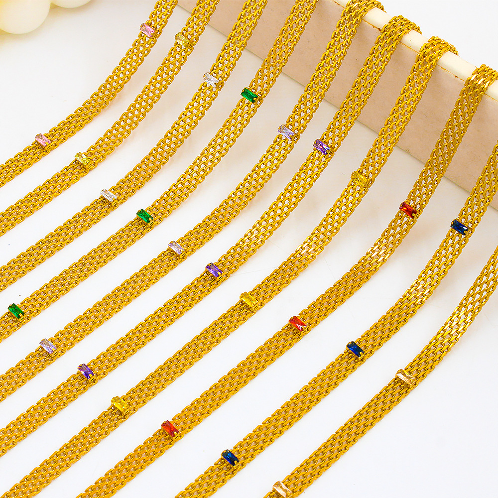 14g Weight Necklace Classification Retro Geometric Titanium Steel Inlaid Zircon Necklace