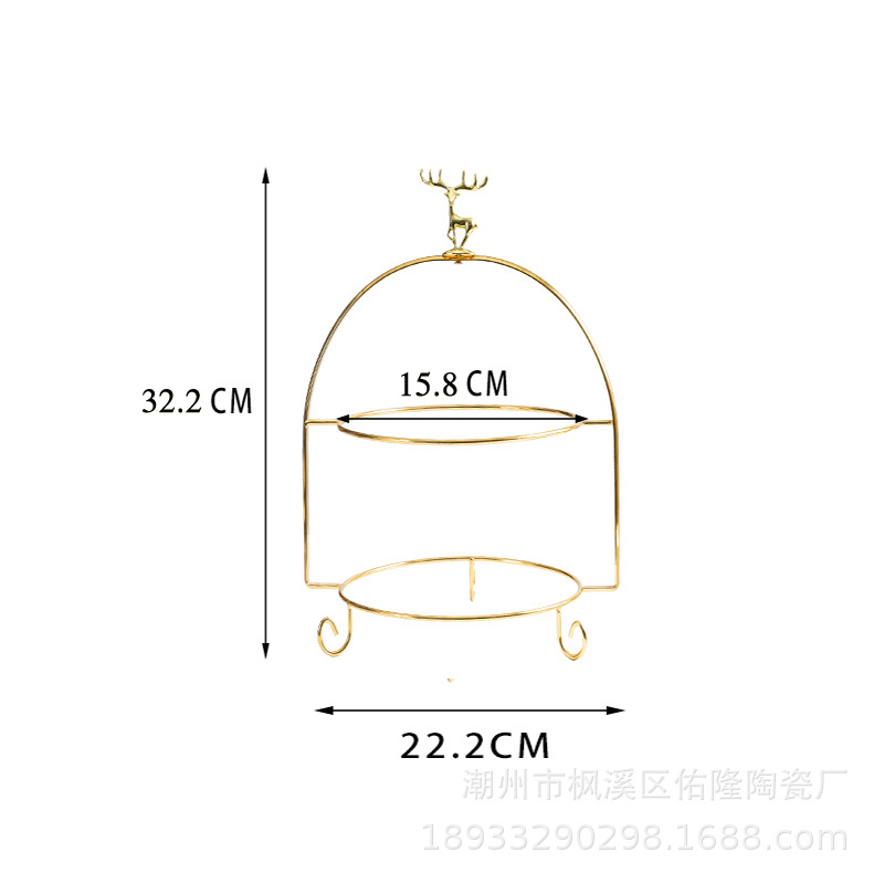 De estilo europeo chino y occidental comida cerámica postre merienda plato merienda té de la tarde japonés multiusos pastel de tres capas plato de fruta estante