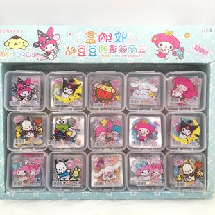 Sanrio Transparent Bean Sticker Melody Kuromi Pudding Dog Yugui Dog diy Hand Account Decorative Sticker Boxed