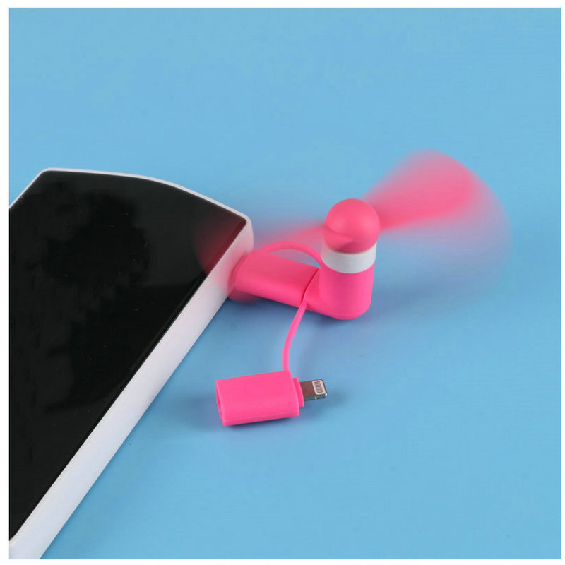 定制跨境usb风扇手机苹果安卓二合一小厂家logo便携多功能便携式