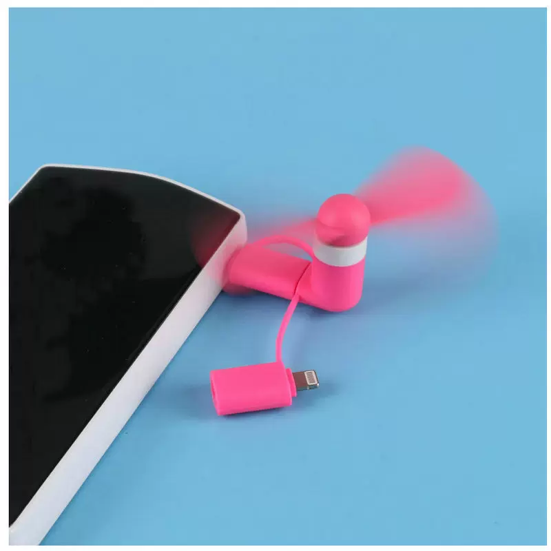 定制跨境usb风扇手机苹果安卓二合一小厂家logo便携多功能便携式