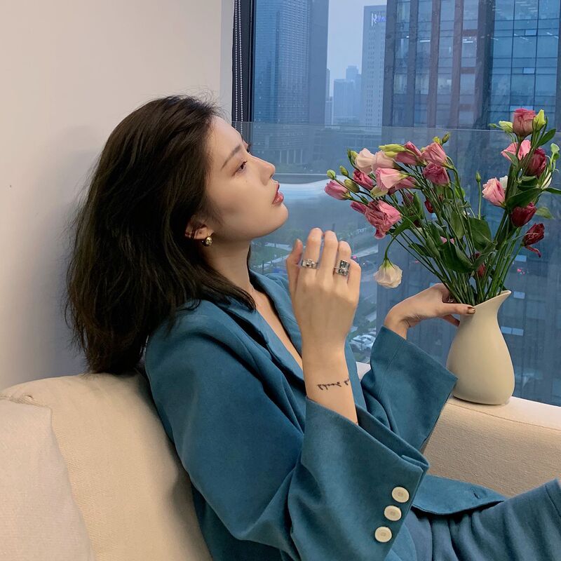 2026 Spring New Fashion Slim-Fit Blazer for Women, Blue Loose-Fitting Suit Jacket for Petite Sizes