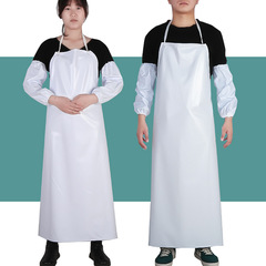 White Thick PVC Apron Waterproof Oilproof Large Waistband Aquatic Kitchen Industrial Neck Strap Adult Apron Wholesale