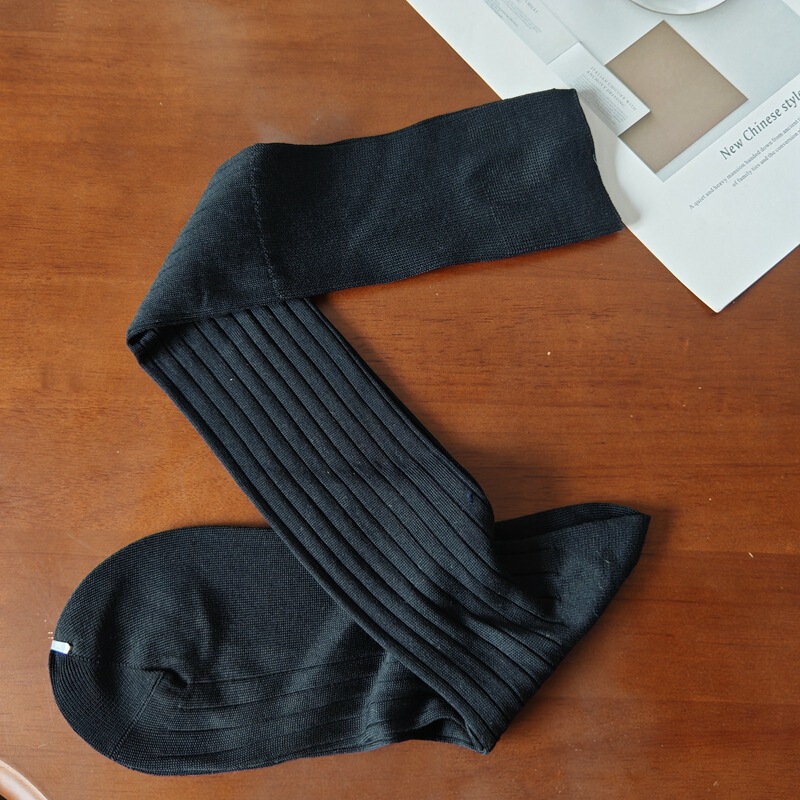 Men's Business Socks from Foreign Trade Factories, Direct Sales from Manufacturers, Mercerized Cotton Men's Socks, Gentleman's Socks, Seamless Ribbed Double-Needle Knee-High Socks