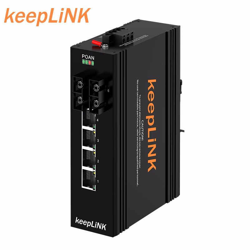 keepLINK KP-9000-65-2FX4TX-SC20 工业级光纤收发器光电转换器光