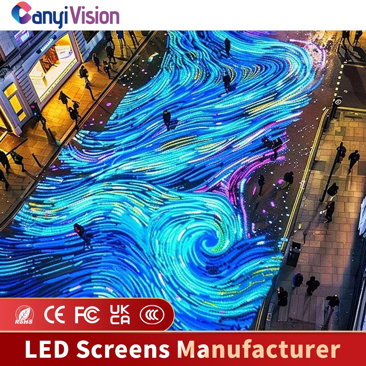 室内LED显示屏地板显示屏高清led全彩互动地砖屏商场舞台酒店楼梯