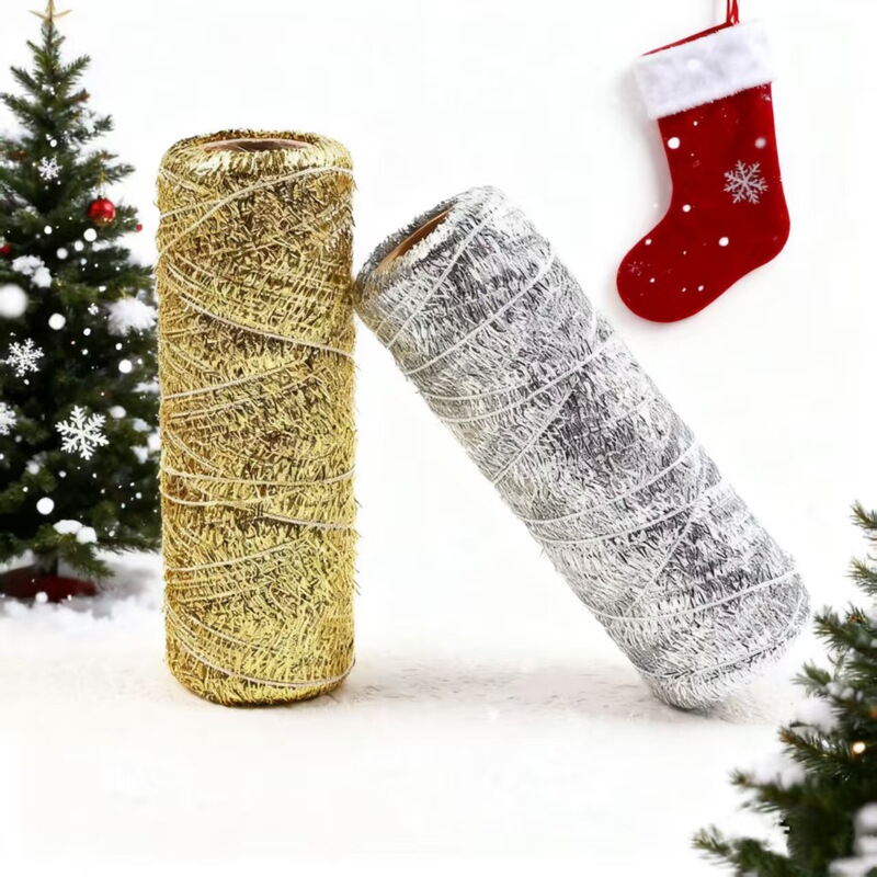 Cross-Border Christmas 6Mm*100M Gold and Silver Yarn Handmade DIY Knitting Accessories Wiring Gift Packaging Line