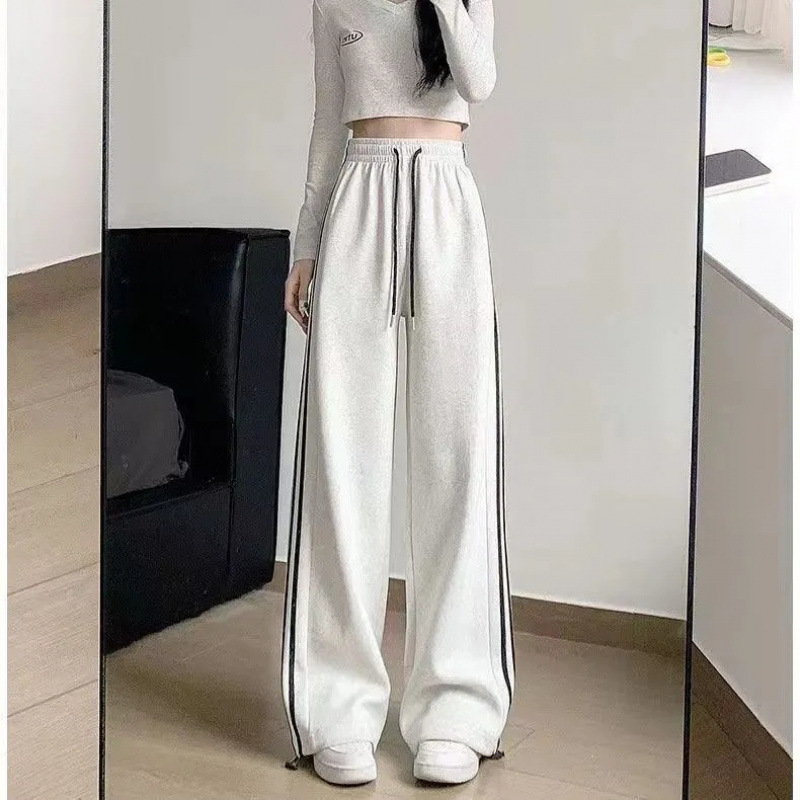 美式运动裤女宽松束脚春秋2025新款高腰显瘦直筒休闲小个子阔腿裤|undefined
