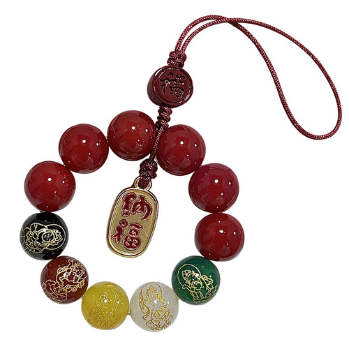 New Chinese style original red bodhi root mobile phone chain hanging ins style couple mobile phone case lanyard U disk pendant wholesale women