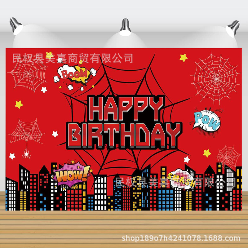 Hot Selling New Urban Hero Theme Photography Background Cloth Red Spider Web Edge Kidsren's Birthday Party Hanging Cloth Hot Selling New Urban Hero Theme Photography Background Cloth Red Spider Web Edge Kidsren's Birthday Party Hanging Cloth