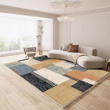 跨境高级感轻奢客厅地毯2025新款免洗防滑水洗布大面积床边地毯