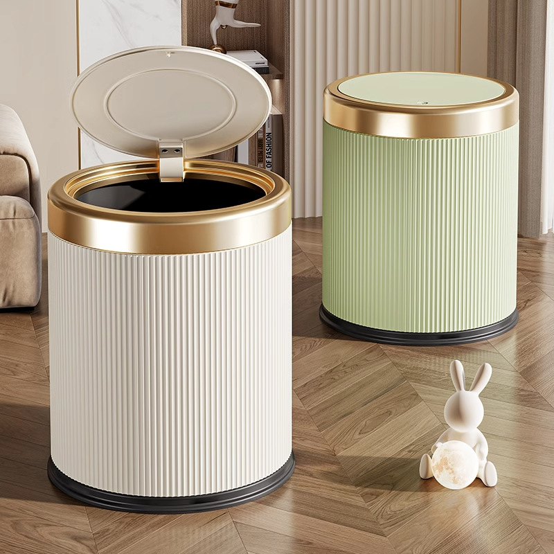 Trash Can Household Kitchen Large Capacity Covered Bedroom Living Room Bathroom Anti-Odor Light Luxury High-end New Paper Barrel Trash Can Household Kitchen Large Capacity Covered Bedroom Living Room Bathroom Anti-Odor Light Luxury High-end New Paper Barrel