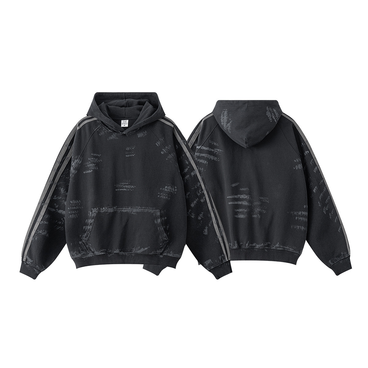 Men's Clothing high street trend striped dirty style painted old loose hoodie oversize sweater hoodies_voghion.com