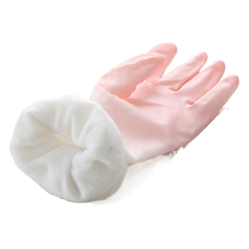 Hogar lavavajillas guantes forrados de lana impermeable de goma cocina de limpieza lavado tazón de goma látex hogar extendido