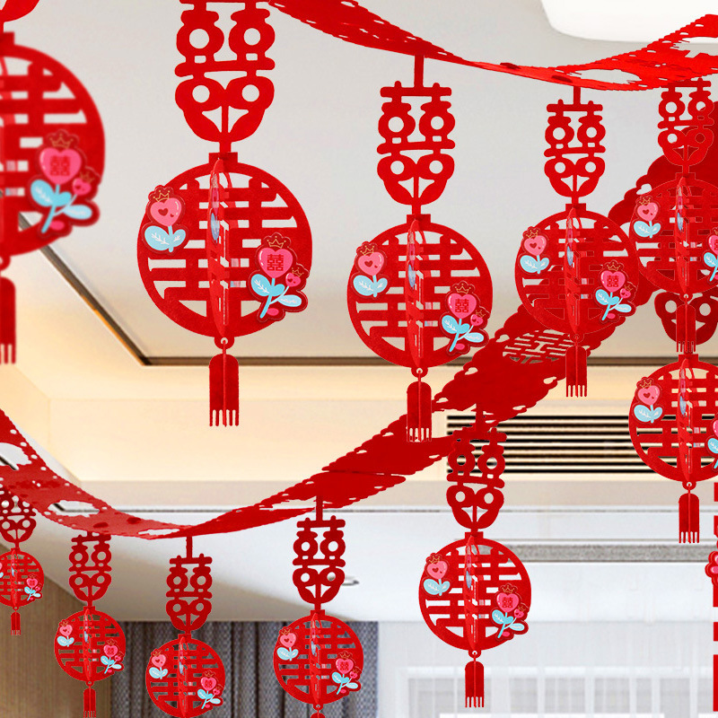 2025 nueva sala de estar decoración de la sala de bodas techo de boda techo decoración de flores de dibujo boda casa rural nuevo conjunto