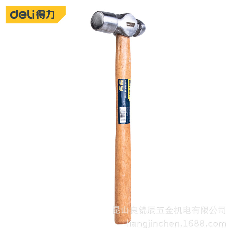 得力工具 木柄圆头锤家用奶头锤木工五金安装锤工具 DL5145 68 91