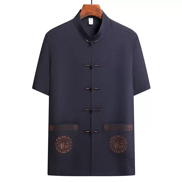 Short -sleeved (top) Tibetan blue color