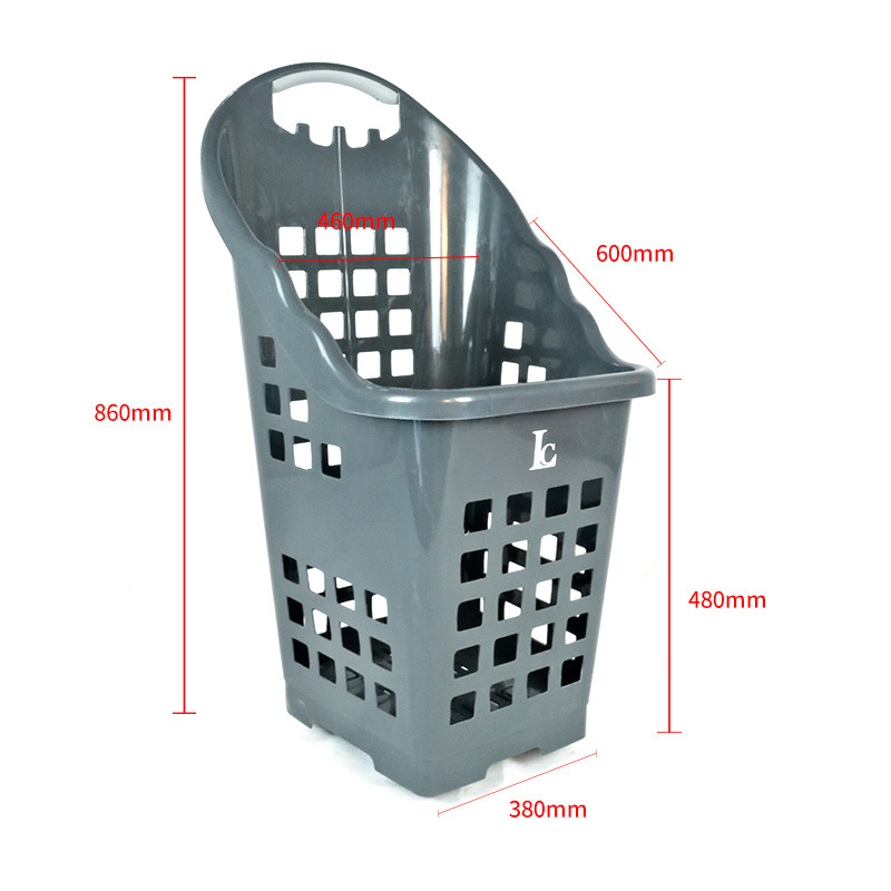하이 백 통합 60L 4 륜 풀로드 바구니 회색